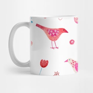 Birds and Flowers Watercolor Art Mug